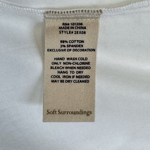 Soft Surroundings White Long Sleeve Embroidered Lace Cuff Button Front Tunic Top - Picture 13 of 14